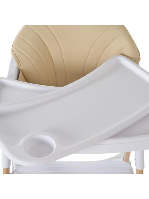 ALMOND etetőszék bőr ülés fa lábakkal BÉZS