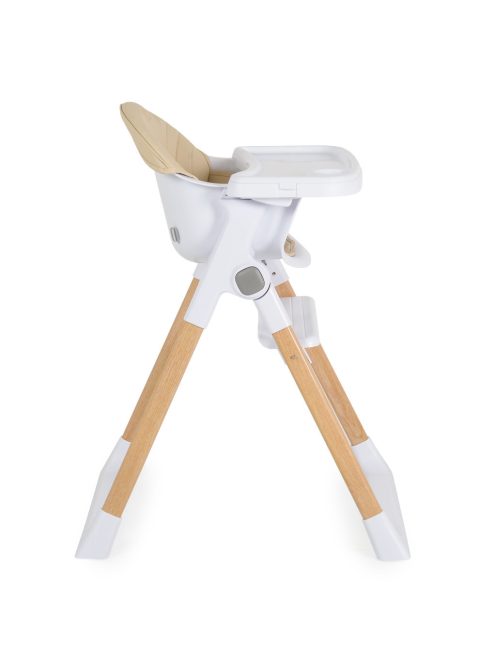 ALMOND etetőszék bőr ülés fa lábakkal BÉZS