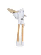 ALMOND etetőszék bőr ülés fa lábakkal BÉZS