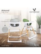 ALMOND etetőszék bőr ülés fa lábakkal BÉZS