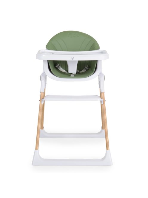 ALMOND etetőszék bőr ülés fa lábakkal ZÖLD