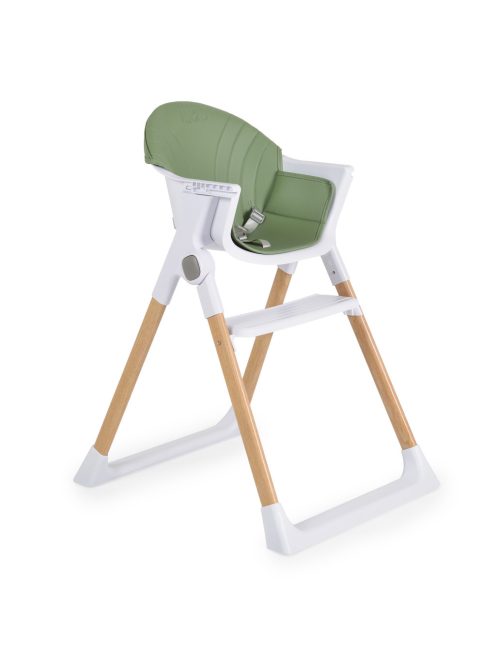 ALMOND etetőszék bőr ülés fa lábakkal ZÖLD