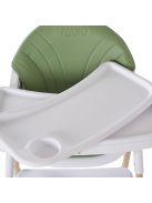 ALMOND etetőszék bőr ülés fa lábakkal ZÖLD