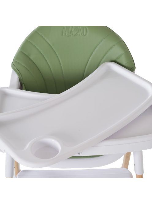 ALMOND etetőszék bőr ülés fa lábakkal ZÖLD