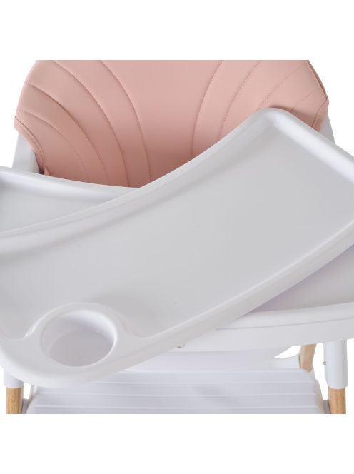 ALMOND etetőszék bőr ülés fa lábakkal PINK