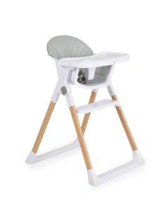 ALMOND etetőszék bőr ülés fa lábakkal SZÜRKE