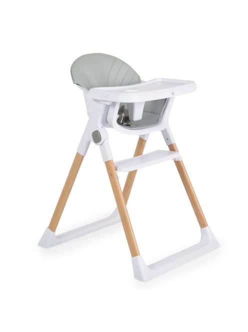 ALMOND etetőszék bőr ülés fa lábakkal SZÜRKE