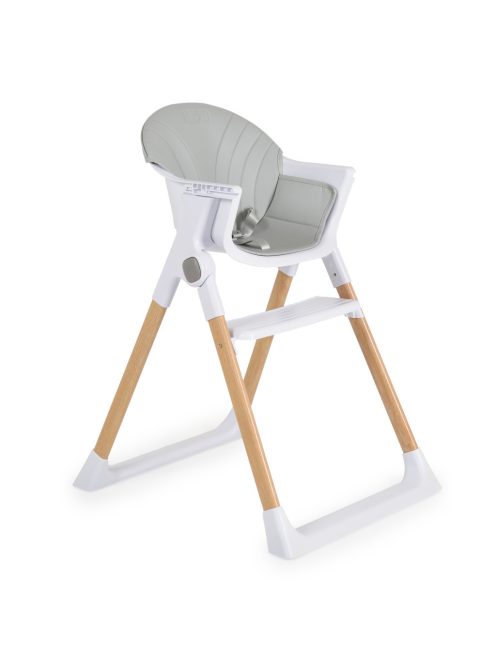 ALMOND etetőszék bőr ülés fa lábakkal SZÜRKE