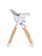 ALMOND etetőszék bőr ülés fa lábakkal SZÜRKE