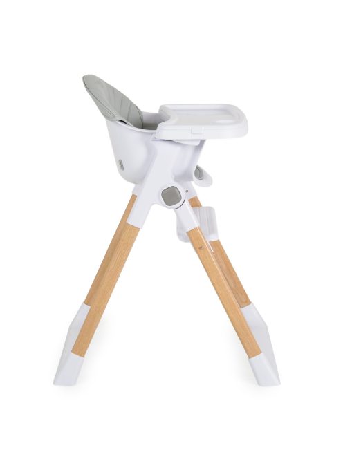 ALMOND etetőszék bőr ülés fa lábakkal SZÜRKE