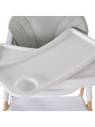 ALMOND etetőszék bőr ülés fa lábakkal SZÜRKE