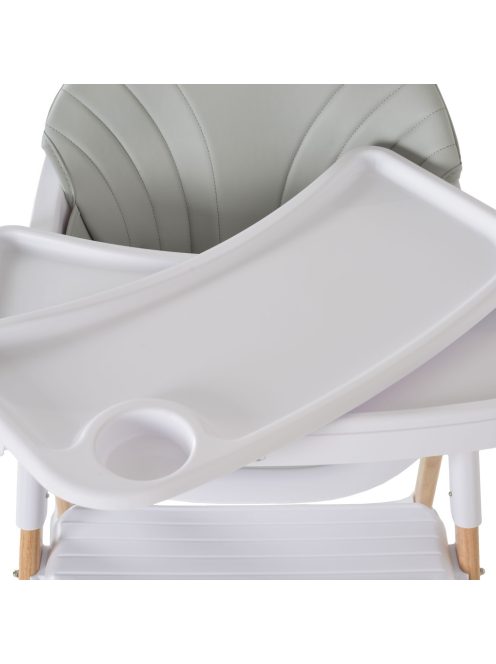 ALMOND etetőszék bőr ülés fa lábakkal SZÜRKE