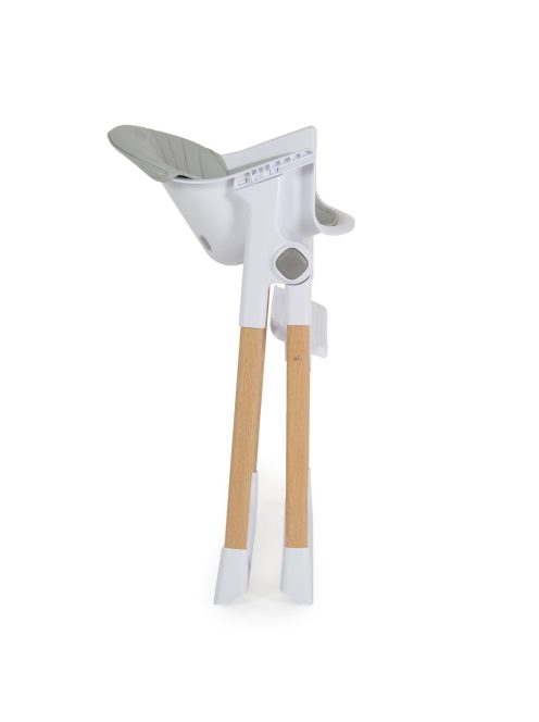 ALMOND etetőszék bőr ülés fa lábakkal SZÜRKE