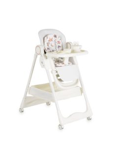   SURPRISE etetőszék szilikon tányérral, evőeszközzel, előkével FEHÉR