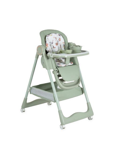 SURPRISE etetőszék szilikon tányérral, evőeszközzel, előkével ZÖLD