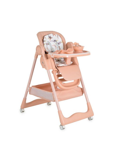 SURPRISE etetőszék szilikon tányérral, evőeszközzel, előkével PINK