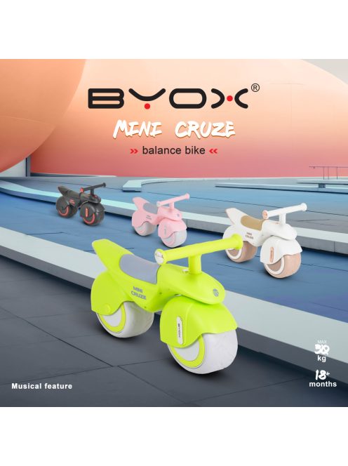 MINI CRUZE futóbicikli zenélő, óriás kerekekkel UV ZÖLD