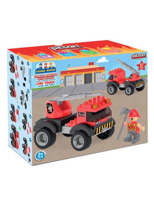 PILSAN építőjáték kis készlet TŰZOLTÓ PIROS