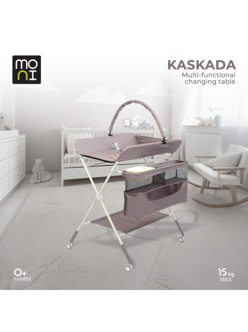 KASKADA multi pelenkázó asztal játékhíddal, tárolókkal SZÜRKE