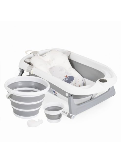 BALENA összecsukható kád vödrökkel, párnával kiegészítőkkel SZÜRKE