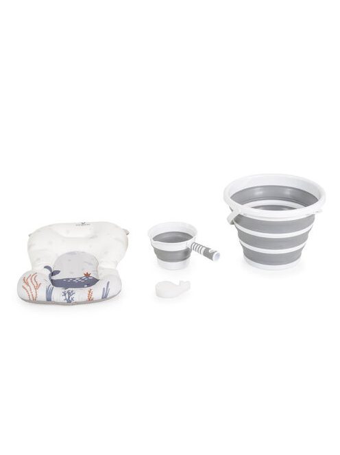 BALENA összecsukható kád vödrökkel, párnával kiegészítőkkel SZÜRKE