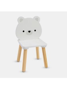 MONI fa asztalka 2 székkel FEHÉR MACIS