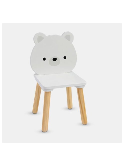 MONI fa asztalka 2 székkel FEHÉR MACIS