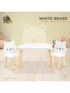 MONI fa asztalka 2 székkel FEHÉR MACIS