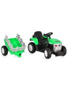 BO DALLAS elektromos traktor trélerrel 12V 140cm ZÖLD