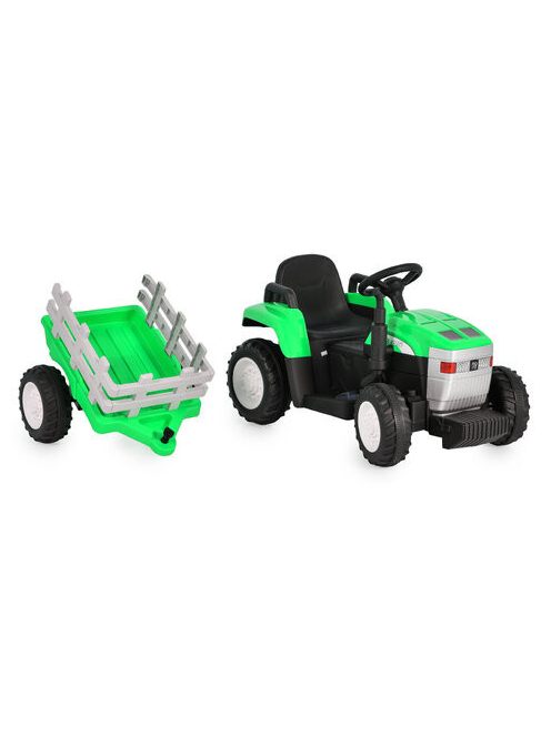 BO DALLAS elektromos traktor trélerrel 12V 140cm ZÖLD