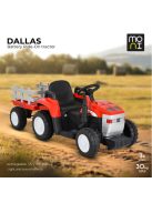 BO DALLAS elektromos traktor trélerrel 12V 140cm PIROS