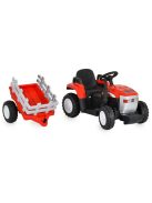 BO DALLAS elektromos traktor trélerrel 12V 140cm PIROS