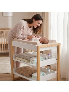TIMBER fa pelenkázó állvány polccal FEHÉR/NATUR