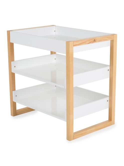 TIMBER fa pelenkázó állvány polccal FEHÉR/NATUR