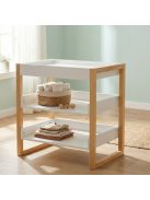TIMBER fa pelenkázó állvány polccal FEHÉR/NATUR