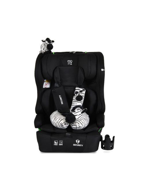 SECURITY autós ülés belső övvel, isofix, ajándék 2plüss+párna 76-150cm FEKETE