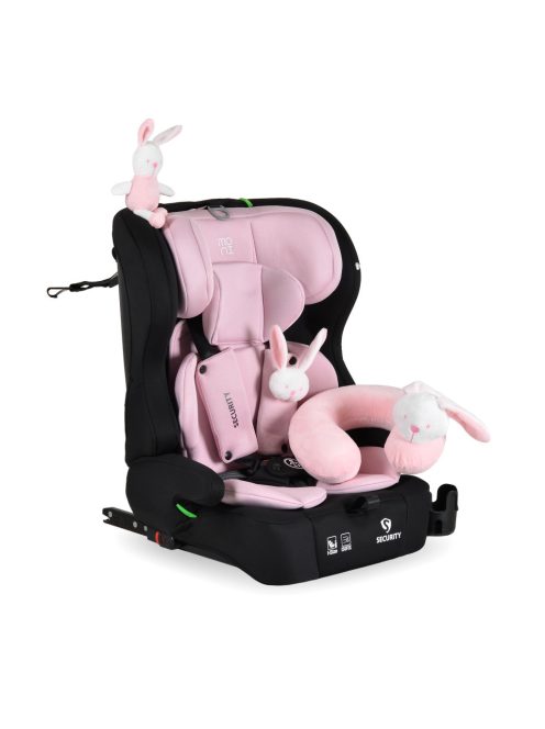 SECURITY autós ülés belső övvel, isofix, ajándék 2plüss+párna 76-150cm PINK