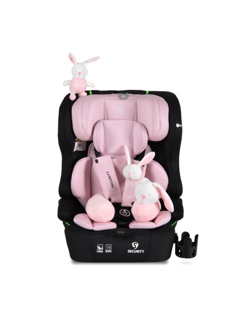 SECURITY autós ülés belső övvel, isofix, ajándék 2plüss+párna 76-150cm PINK