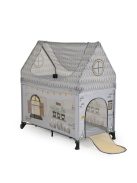 PLAYHOUSE összecsukható házikó utazóágy, tetővel, kibújóval SZÜRKE