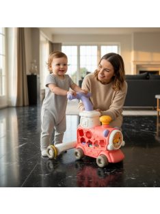   HAPPY TRAIN járássegítő vonat kockákkal formabedobós PINK