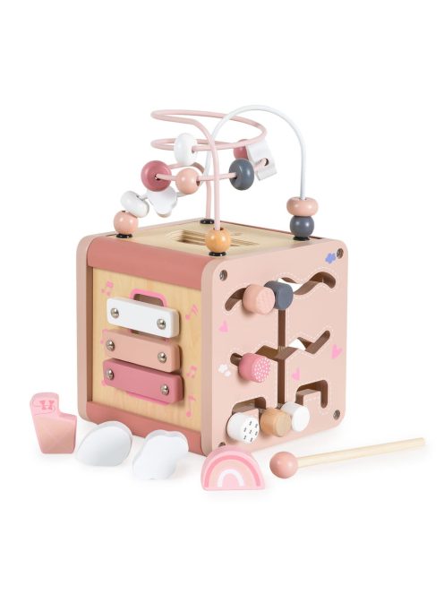 MONI activity kocka xilofonnal, drót pályával RÓZSASZÍN