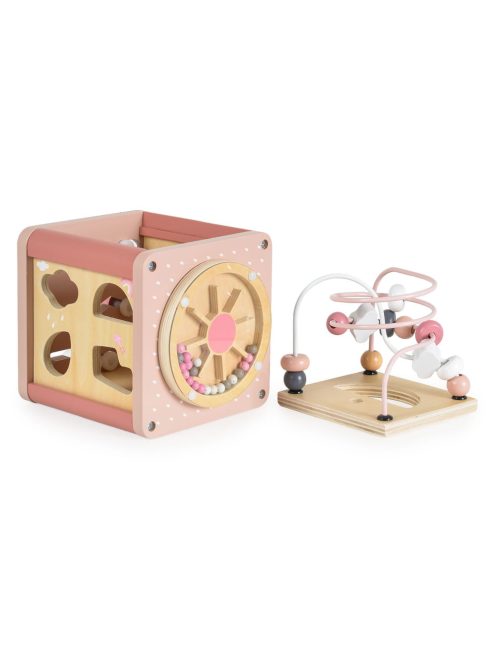 MONI activity kocka xilofonnal, drót pályával RÓZSASZÍN