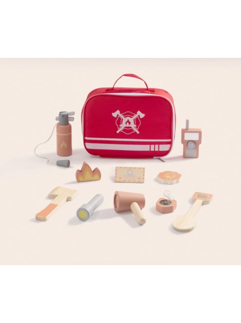 MONI KISTÁSKA fa tűzoltó szett 10dbos PIROS