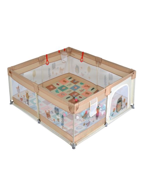 GAMEZONE összecsukható járóka szőnyeggel, 60 labdával 120x120 BÉZS