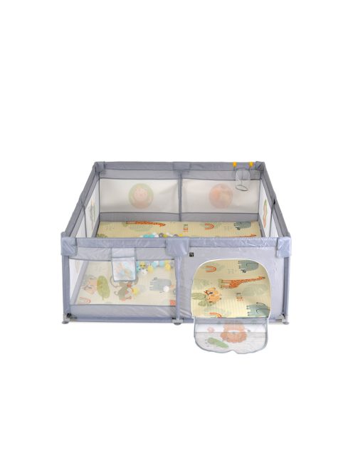 GAMEZONE összecsukható járóka szőnyeggel, 60 labdával120x120 SZÜRKE