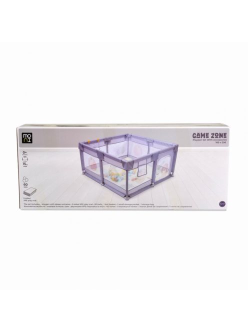 GAMEZONE összecsukható járóka szőnyeggel, 60 labdával 180x200 BÉZS