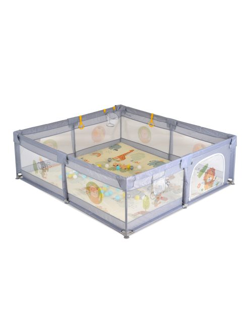 GAMEZONE összecsukható járóka szőnyeggel, 60 labdával 180x200 SZÜRKE