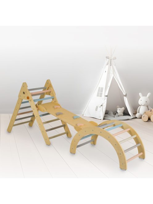 PIKLER fa mászóka 3in1 rámpával, létrával, híddal