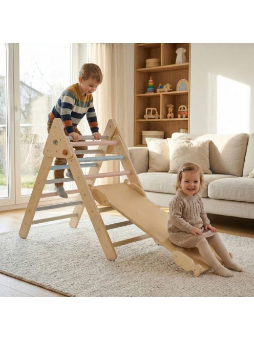 PIKLER fa mászóka 3in1 rámpával, létrával, híddal