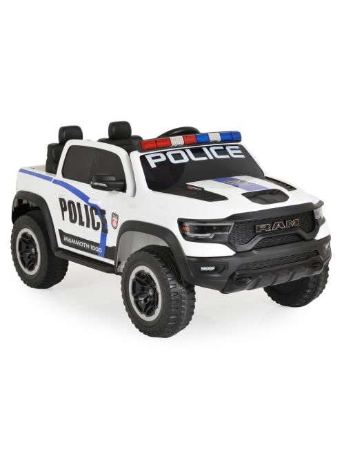 BO RAM MAMMOTH elektromos rendőrautó hangos bemondóval 107cm 2 motoros FEHÉR